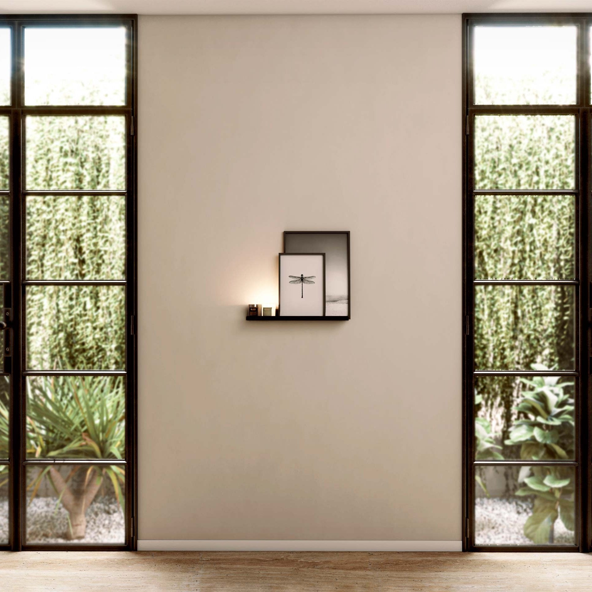 Balda para cuadros y fotos metálica negra para pared, acero, 45cm