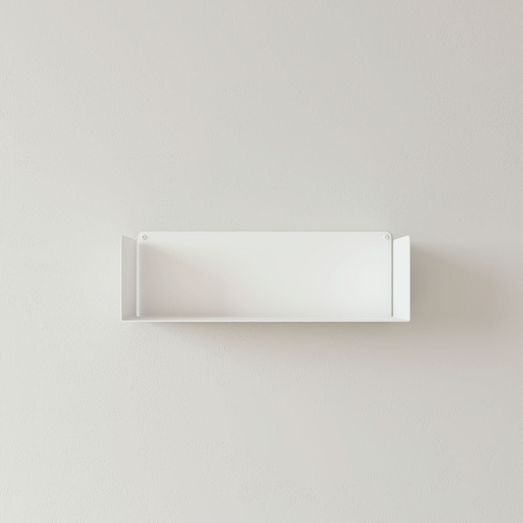 Estante flotante de metal para pared, acero blanco, 45cm, libros o cocina