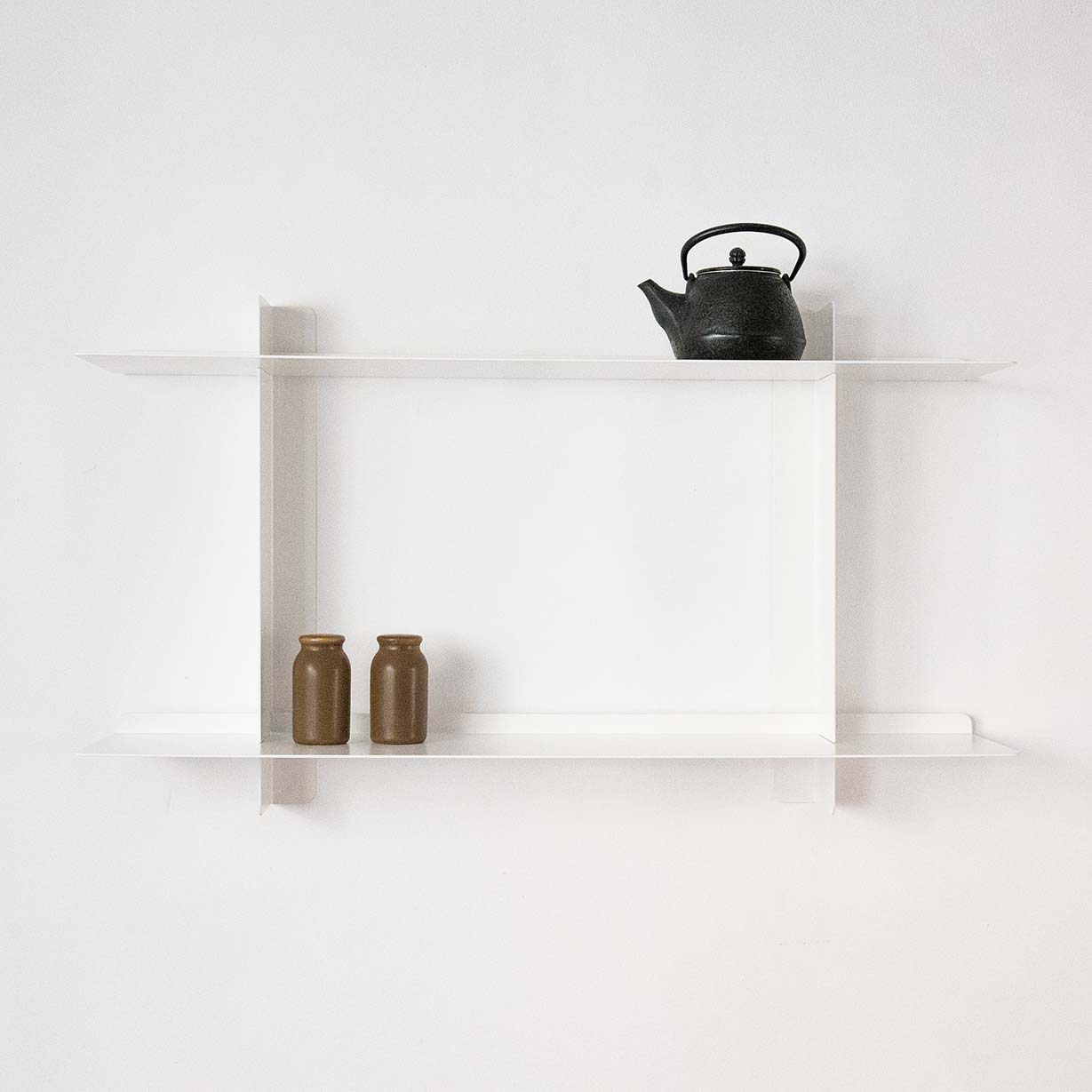 Estantería flotante SAMBA blanca 2 baldas 75cm, acero, diseño minimalista