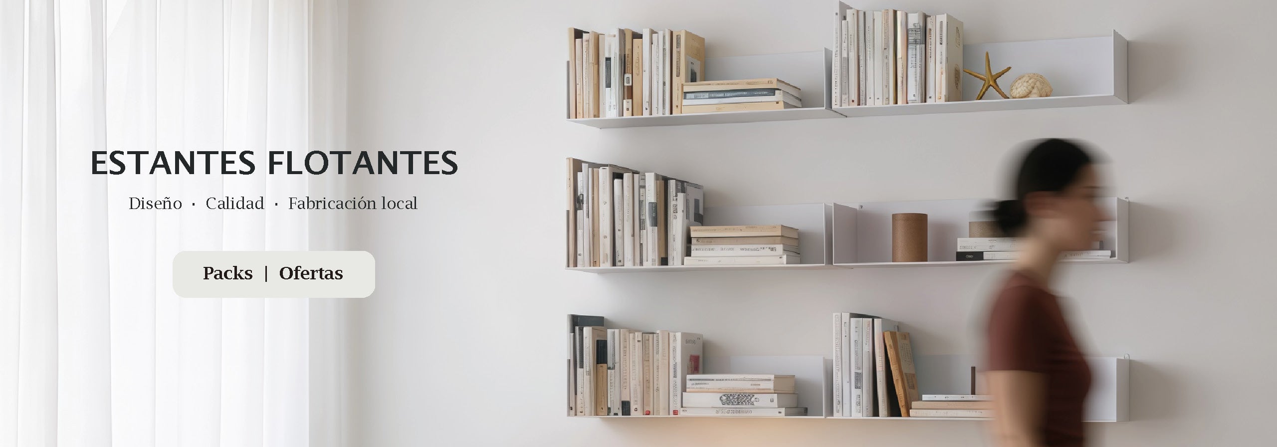 Estantes flotantes blancos de pared para libros o cocina, acero, 60x15x15cm