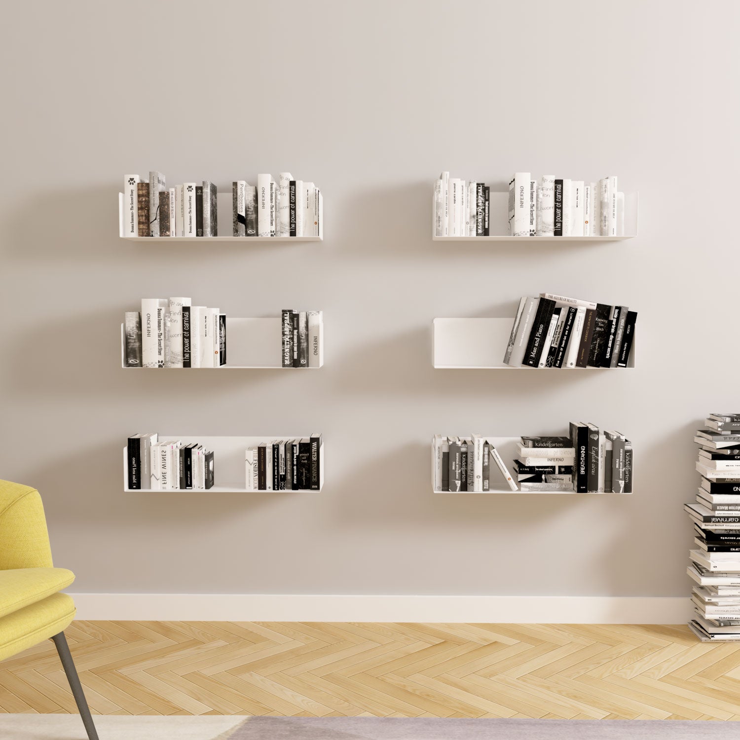 Estantes para libros de pared metal blanco