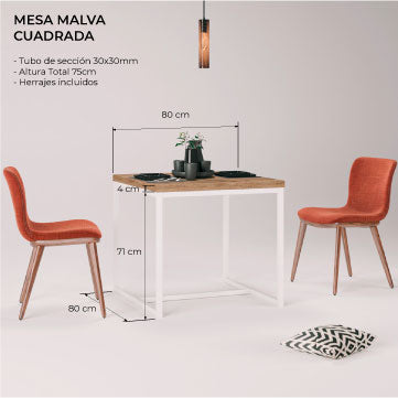Taula de Menjador Malva 80x80 cm