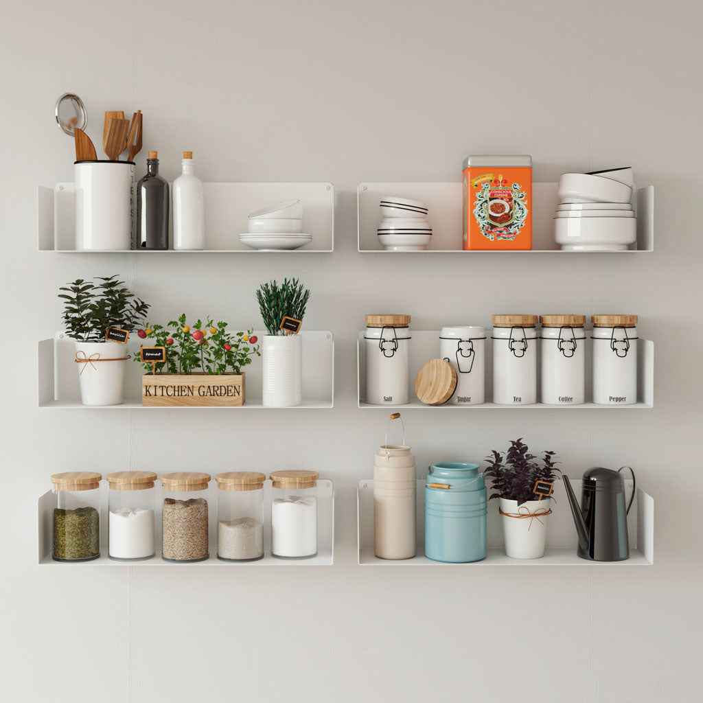 Estanterías para cocina de pared, metálicas y blancas, diseño moderno y minimalista, 60cm