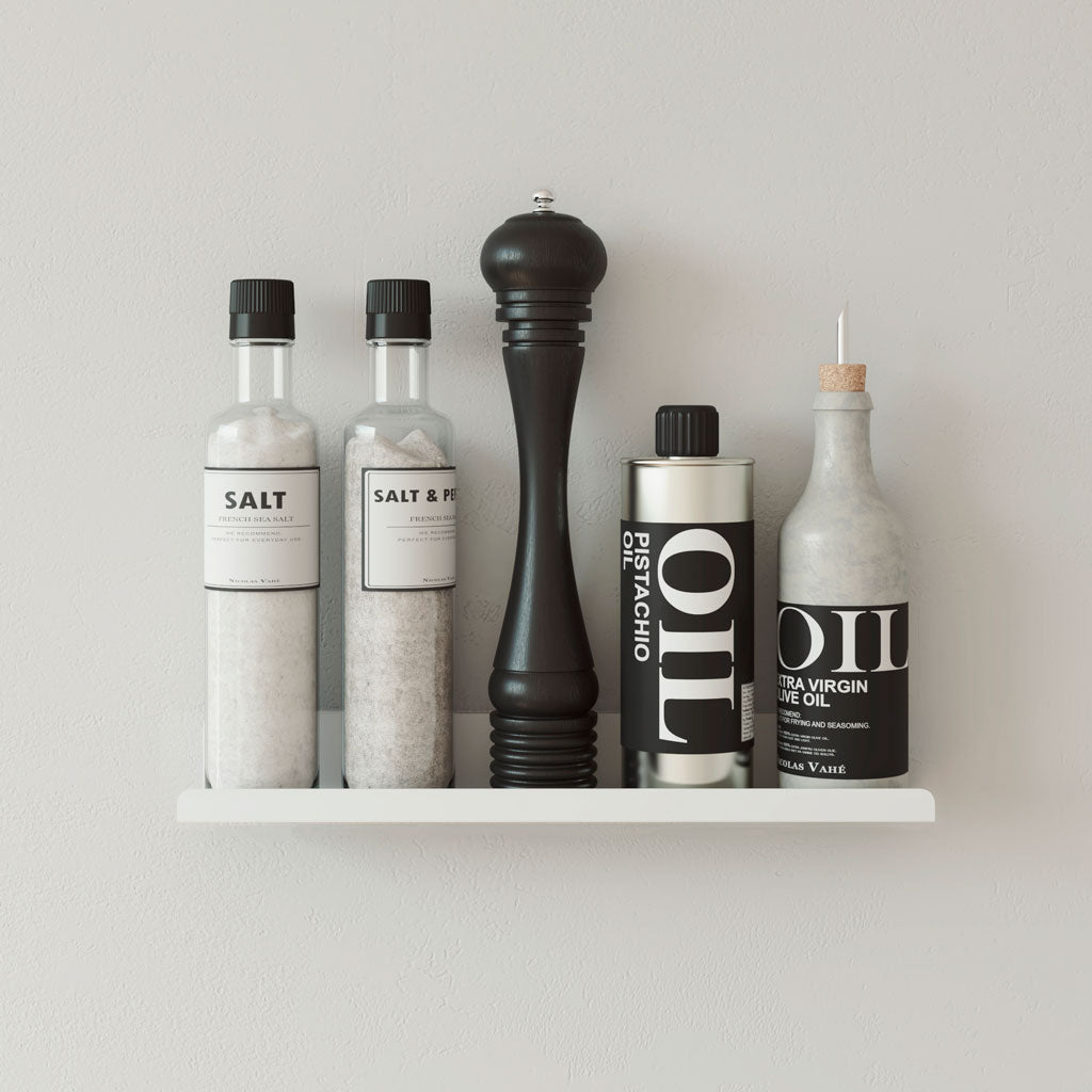 Balda de cocina blanca para especieros y botes, metal flotante, Kion Home