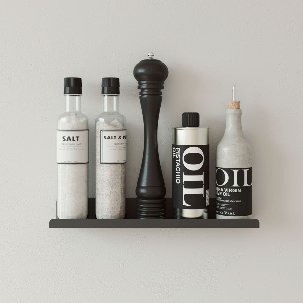 Balda para botes especias de cocina, acero negro, colgada en la pared, 45cm