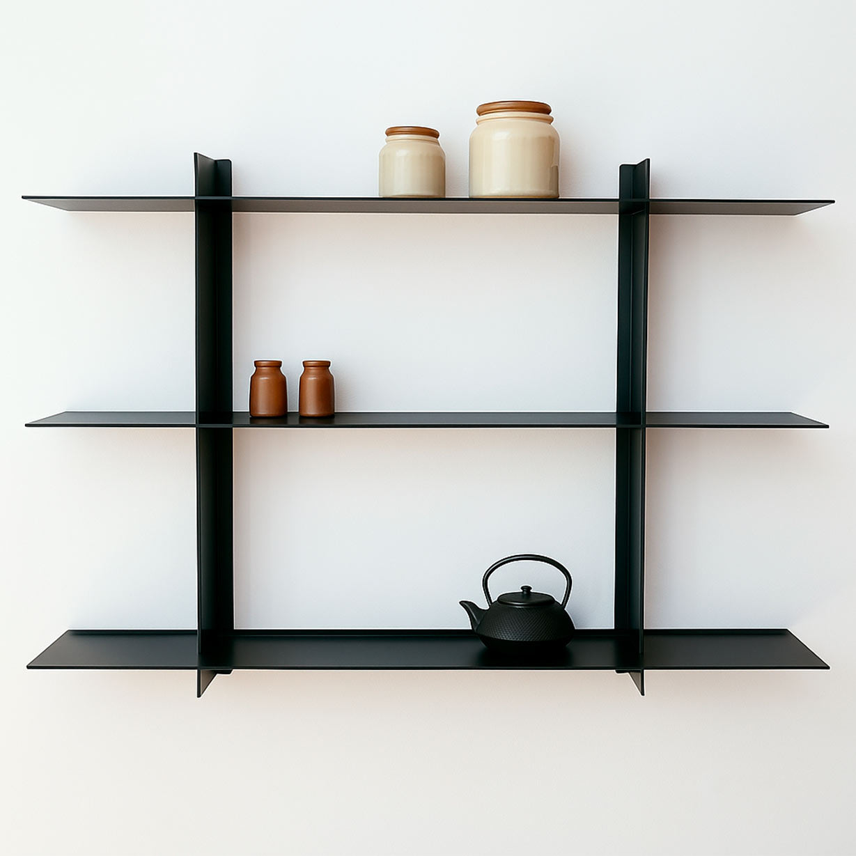 Estantería para cocina de metal, acero negro, colgar en pared, baldas 90cm