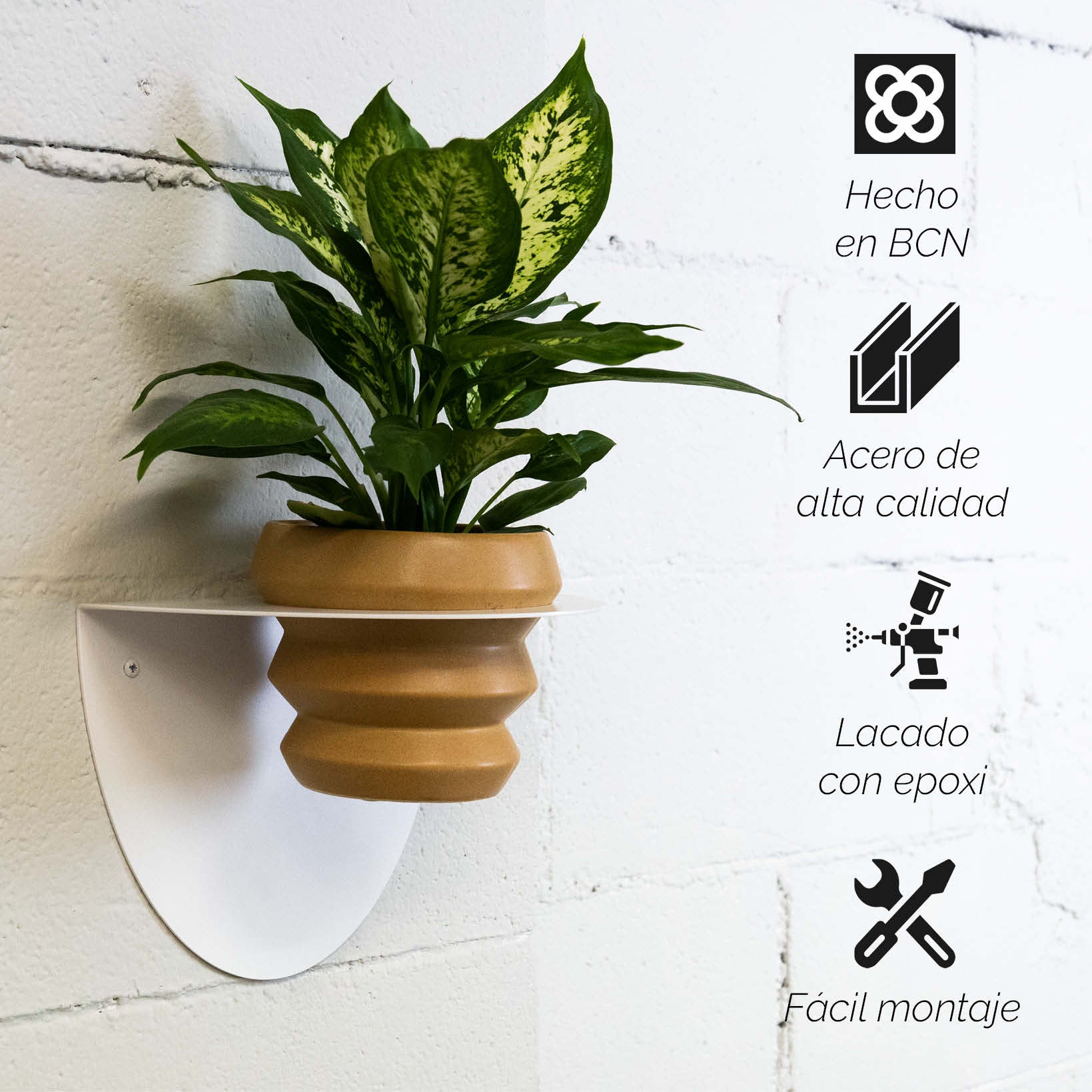 Suport de testos Metàl·lic Per a Paret Andalusia Ø14